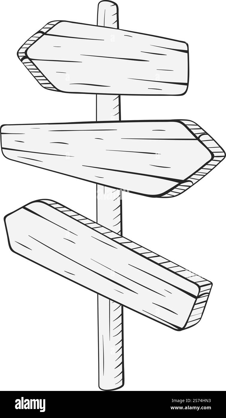 Signpost Shape Signpost template. Vintage wood arrow shape planks isolated on white ...
