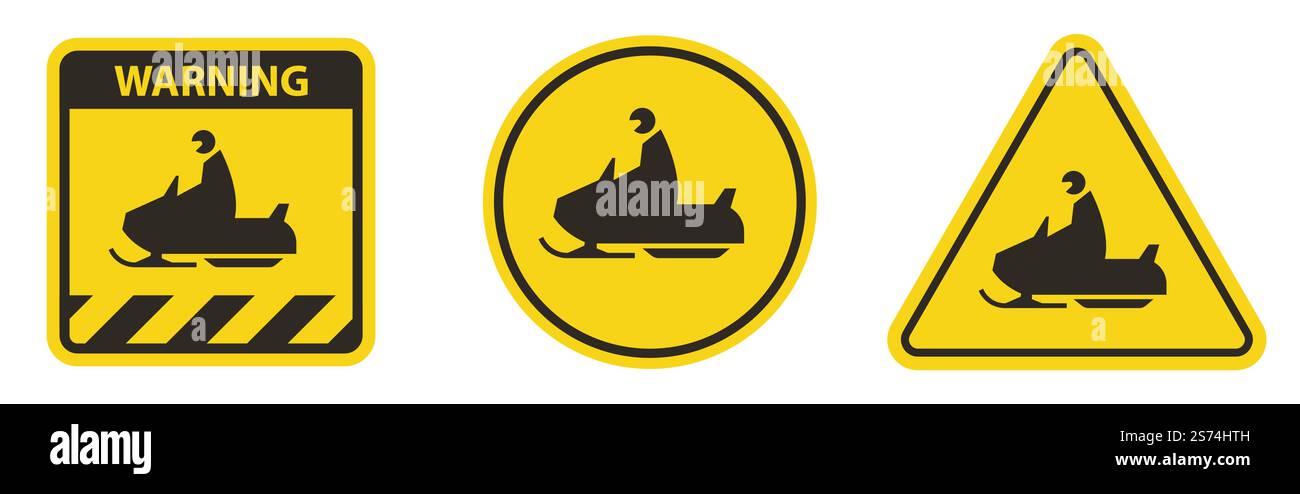 Snowmobile Crossing Sign On White Background Stock Vector