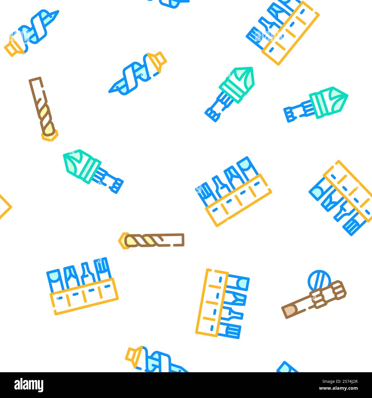 drill equipment construction vector seamless pattern thin line illustration. drill equipment construction vector seamless pattern Stock Vector