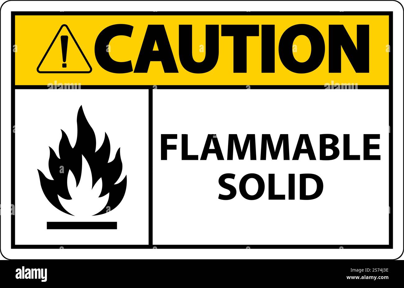 Caution Hazardous Signs Flammable Solid On White Background Stock Vector