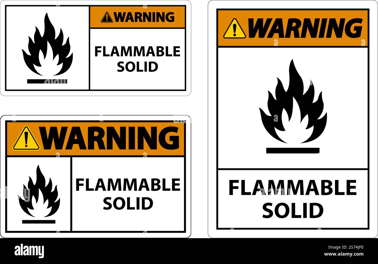 Warning Hazardous Signs Flammable Solid On White Background Stock Vector