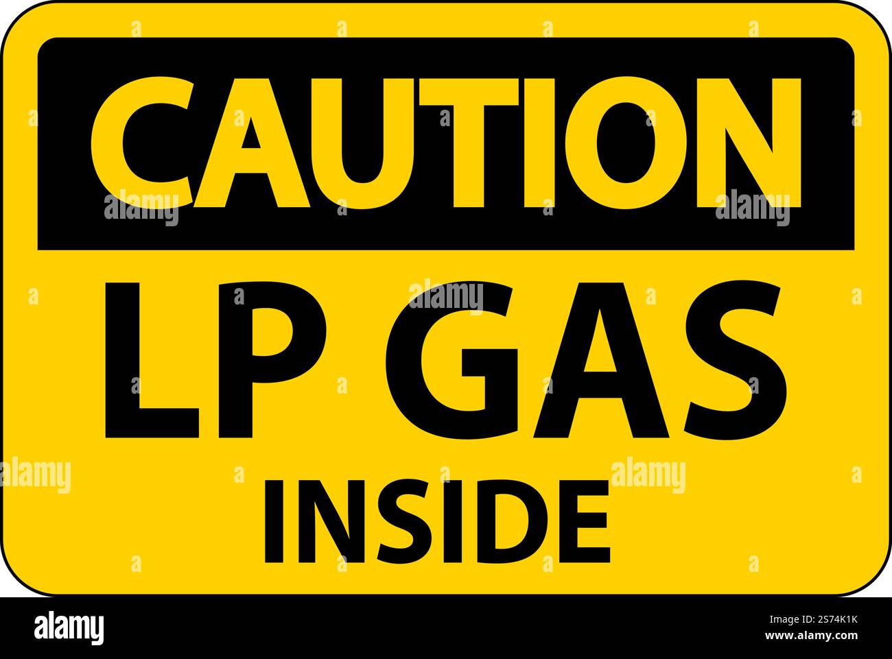 Caution Sign LP Gas Inside On White Background Stock Vector
