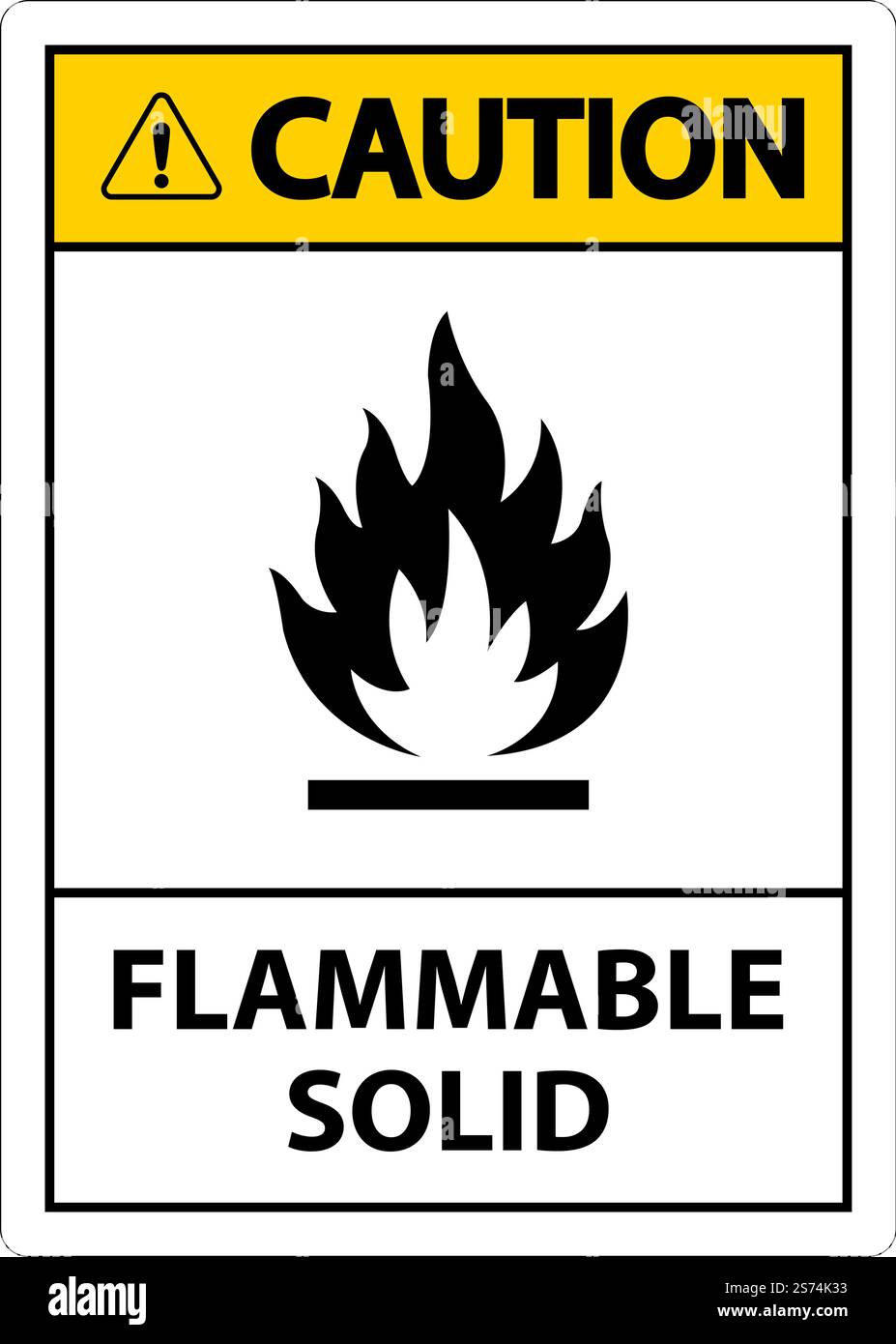 Caution Hazardous Signs Flammable Solid On White Background Stock Vector