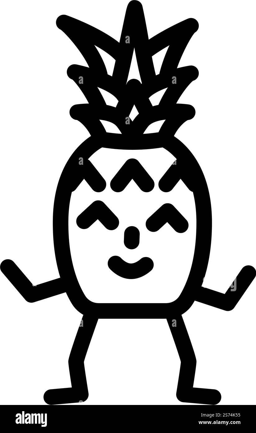 Pineapple Character Line Icon Vector Pineapple Character Sign