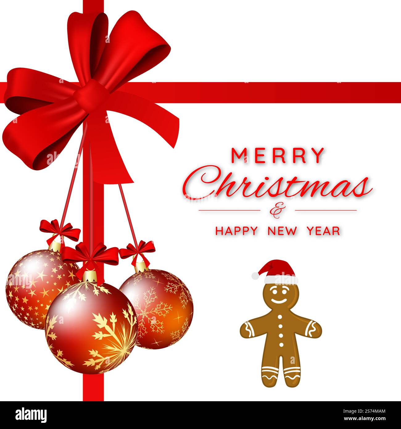 Christmas Ribbon Man Christmas banner with crossing ribbons knoted with red bow and ...