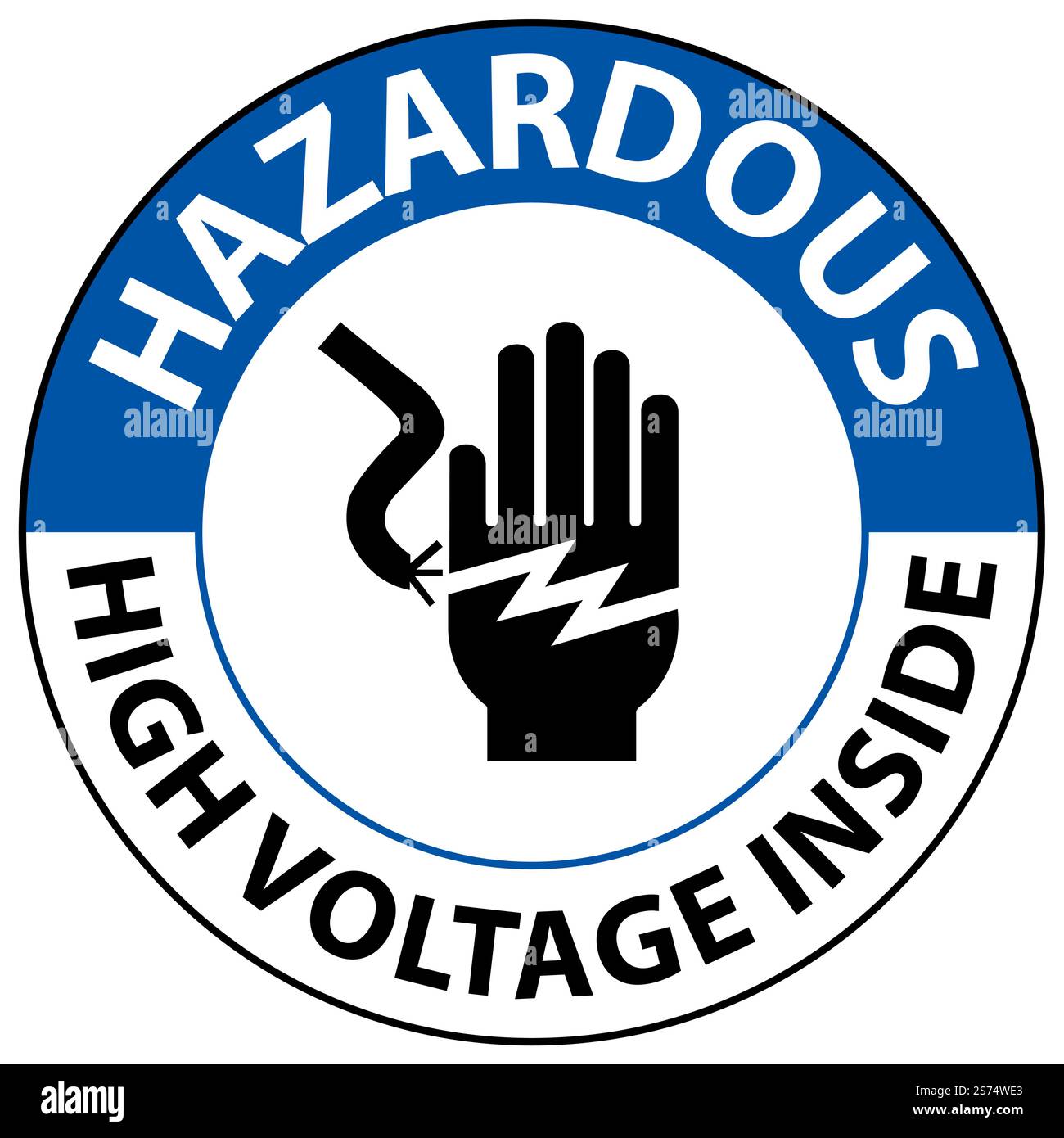 Hazardous High Voltage Inside Sign On White Background Stock Vector