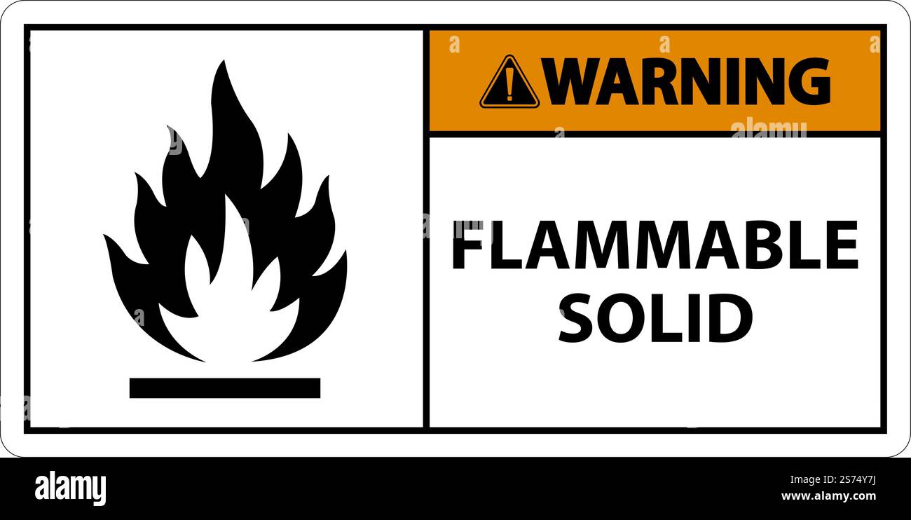 Warning Hazardous Signs Flammable Solid On White Background Stock Vector