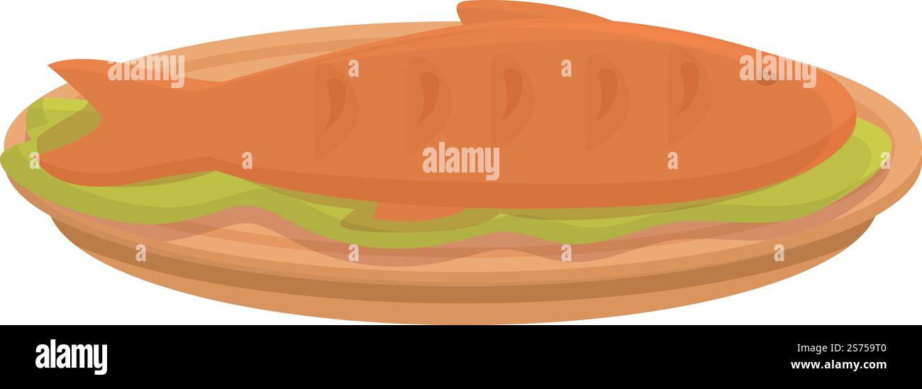 Fried fish icon cartoon vector. Chinese food. Festive restaurant. Fried ...