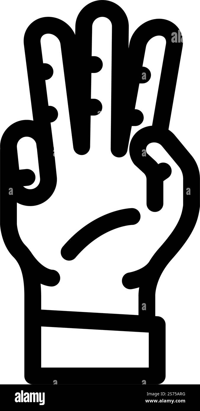 three number hand gesture line icon vector. three number hand gesture ...
