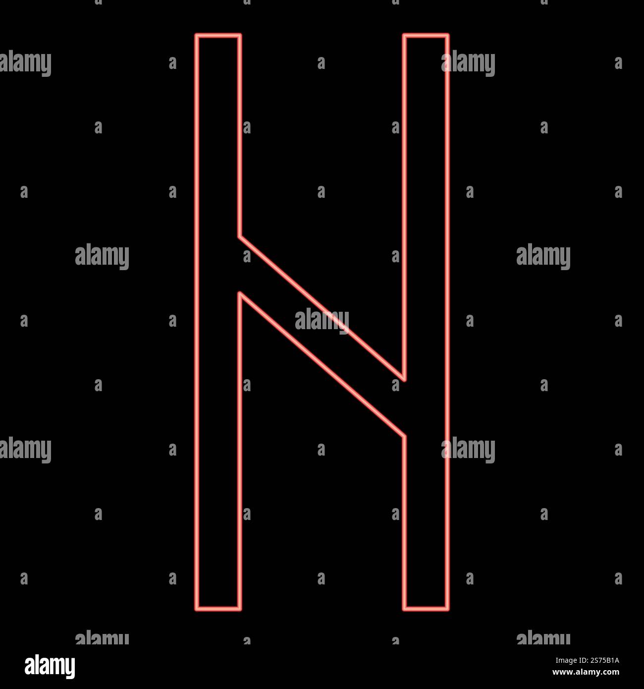 Neon hagalaz rune Hagall hail havos red color vector illustration image ...