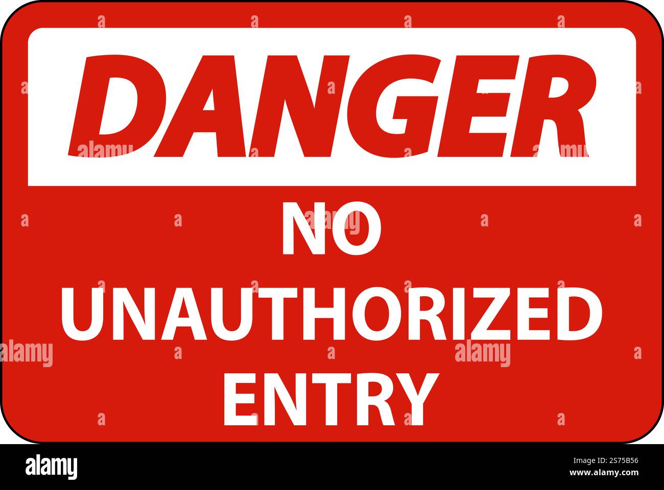 Danger No Unauthorized Entry Sign On White Background Stock Vector