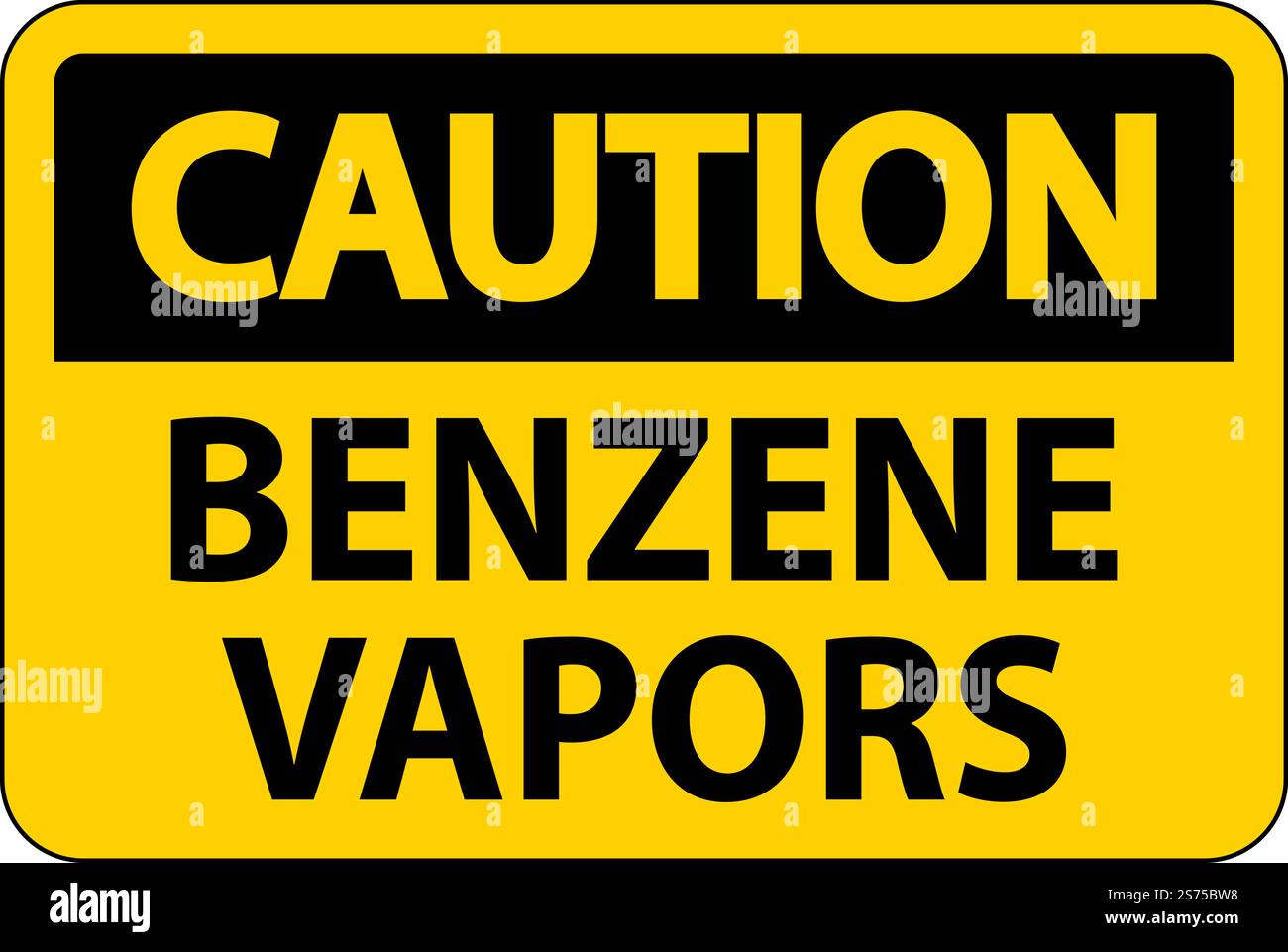 Caution Benzene Vapors Sign On White Background Stock Vector