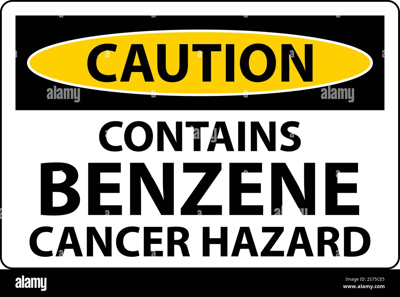 Caution Contains Benzene Sign On White Background Stock Vector
