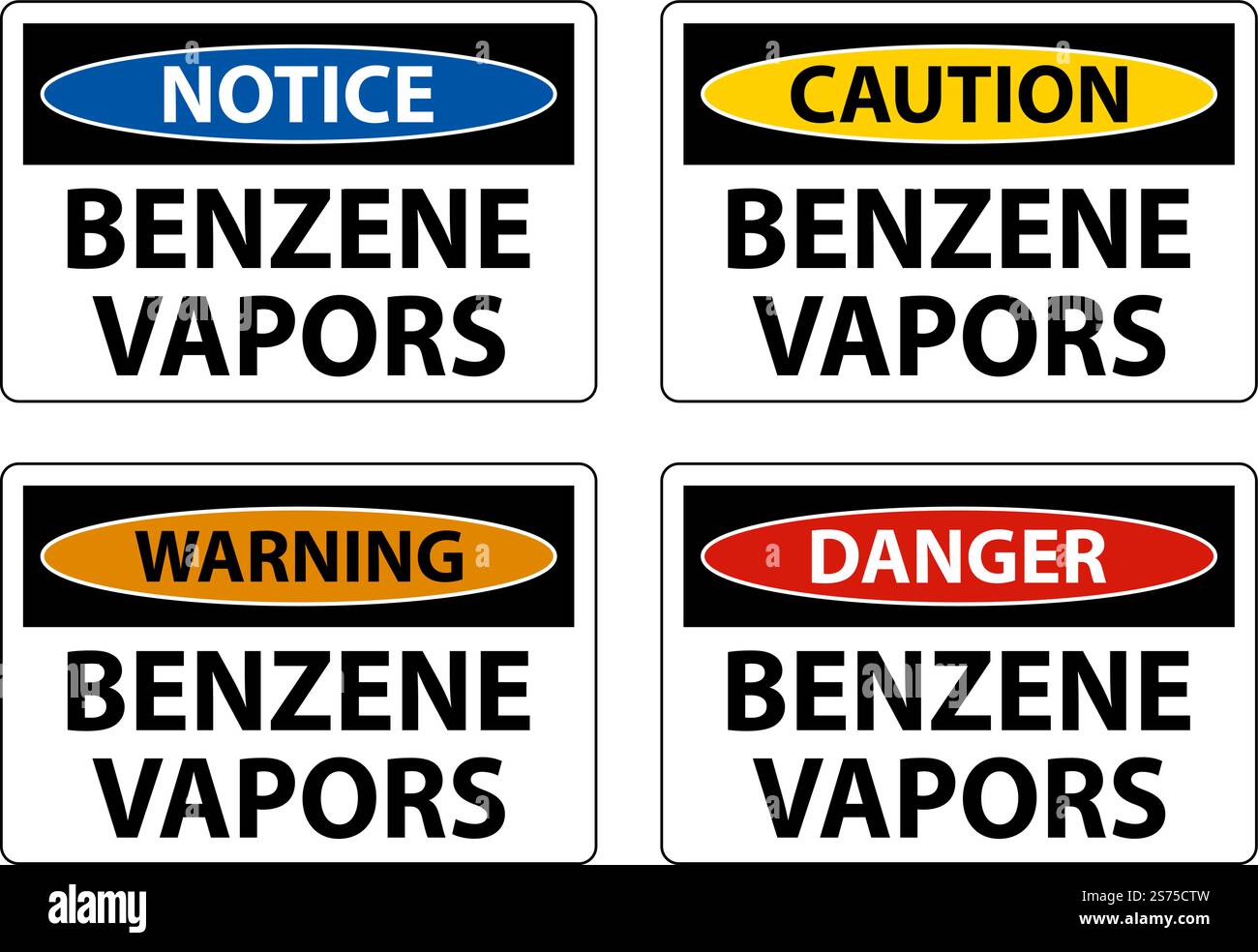 Caution Benzene Vapors Sign On White Background Stock Vector