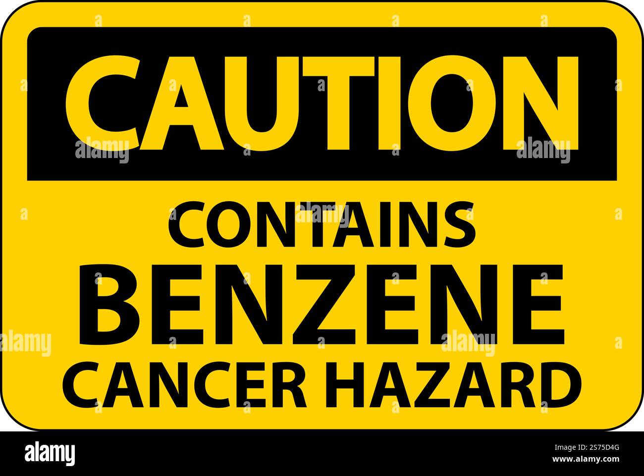 Caution Contains Benzene Sign On White Background Stock Vector