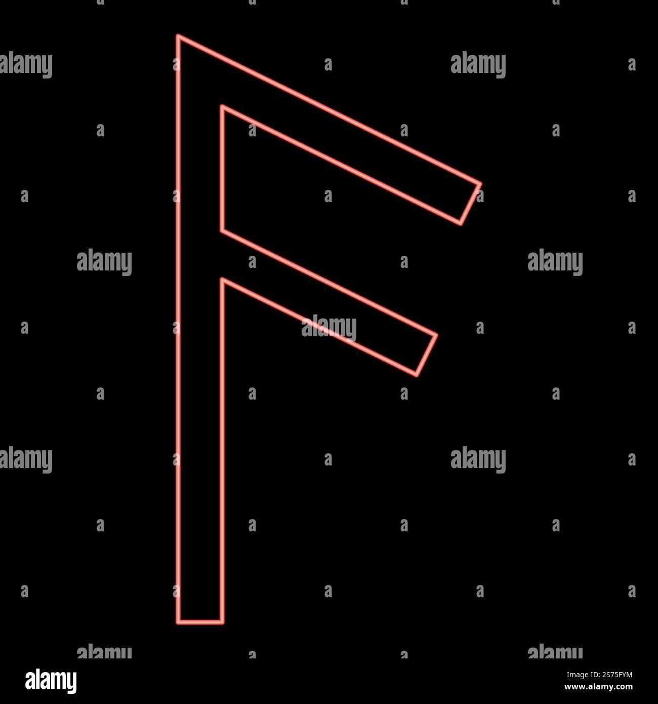 Neon ancuz rune Asir ash mouth red color vector illustration image flat ...