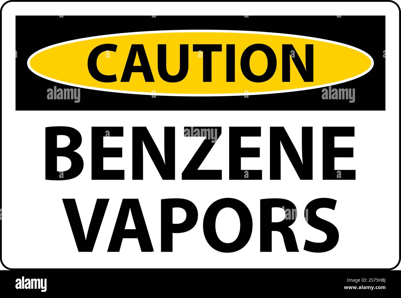Caution Benzene Vapors Sign On White Background Stock Vector