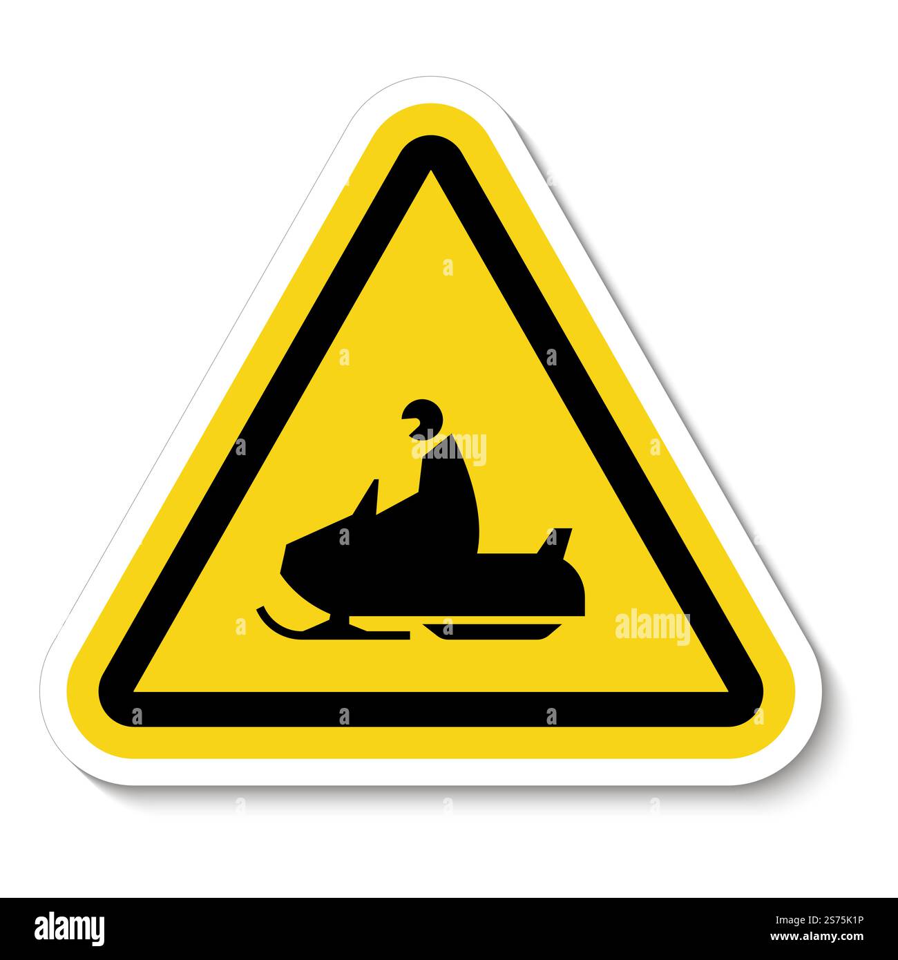 Snowmobile Crossing Sign On White Background Stock Vector