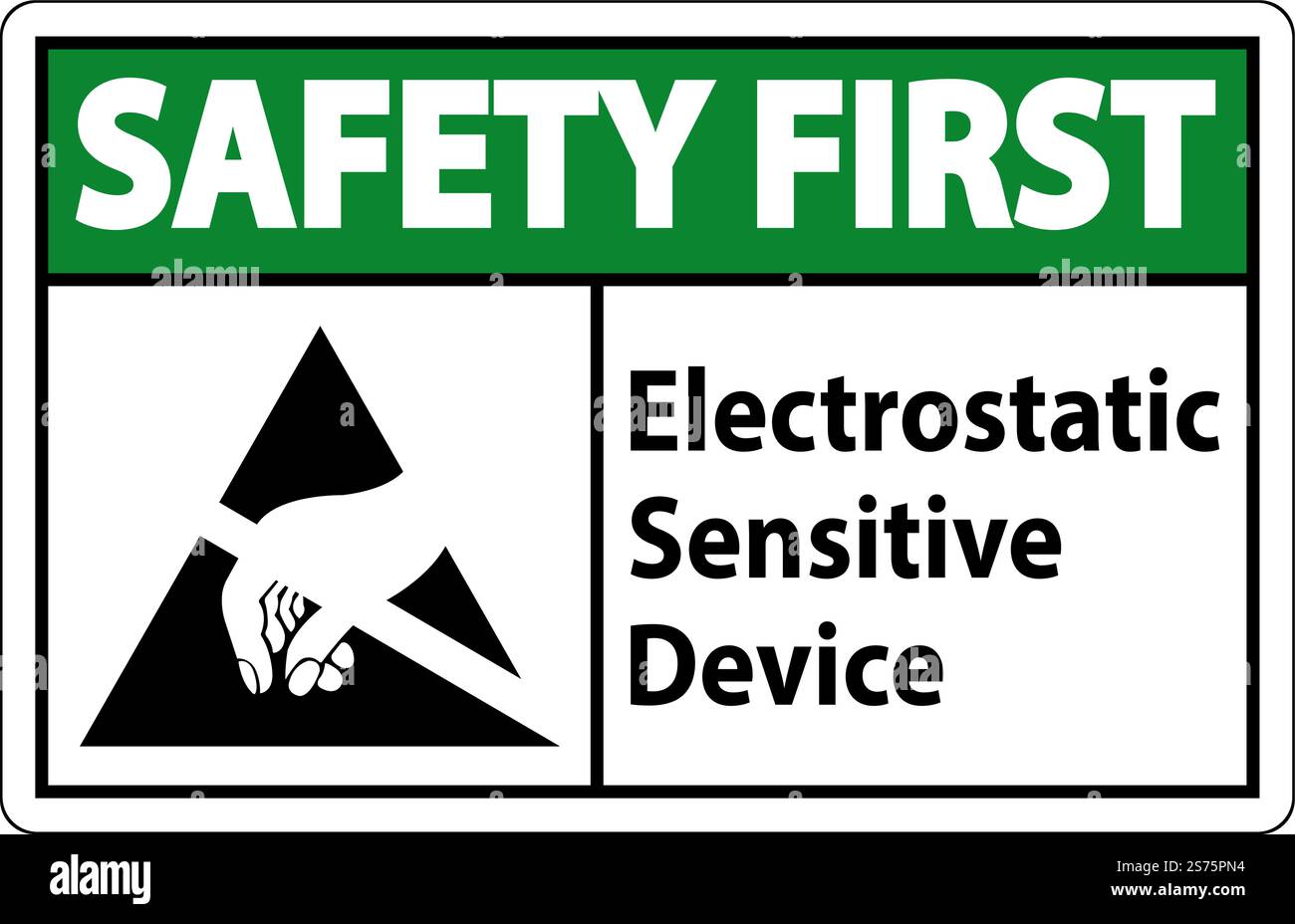 Safety First Electrostatic Sensitive Device Sign On White Background ...