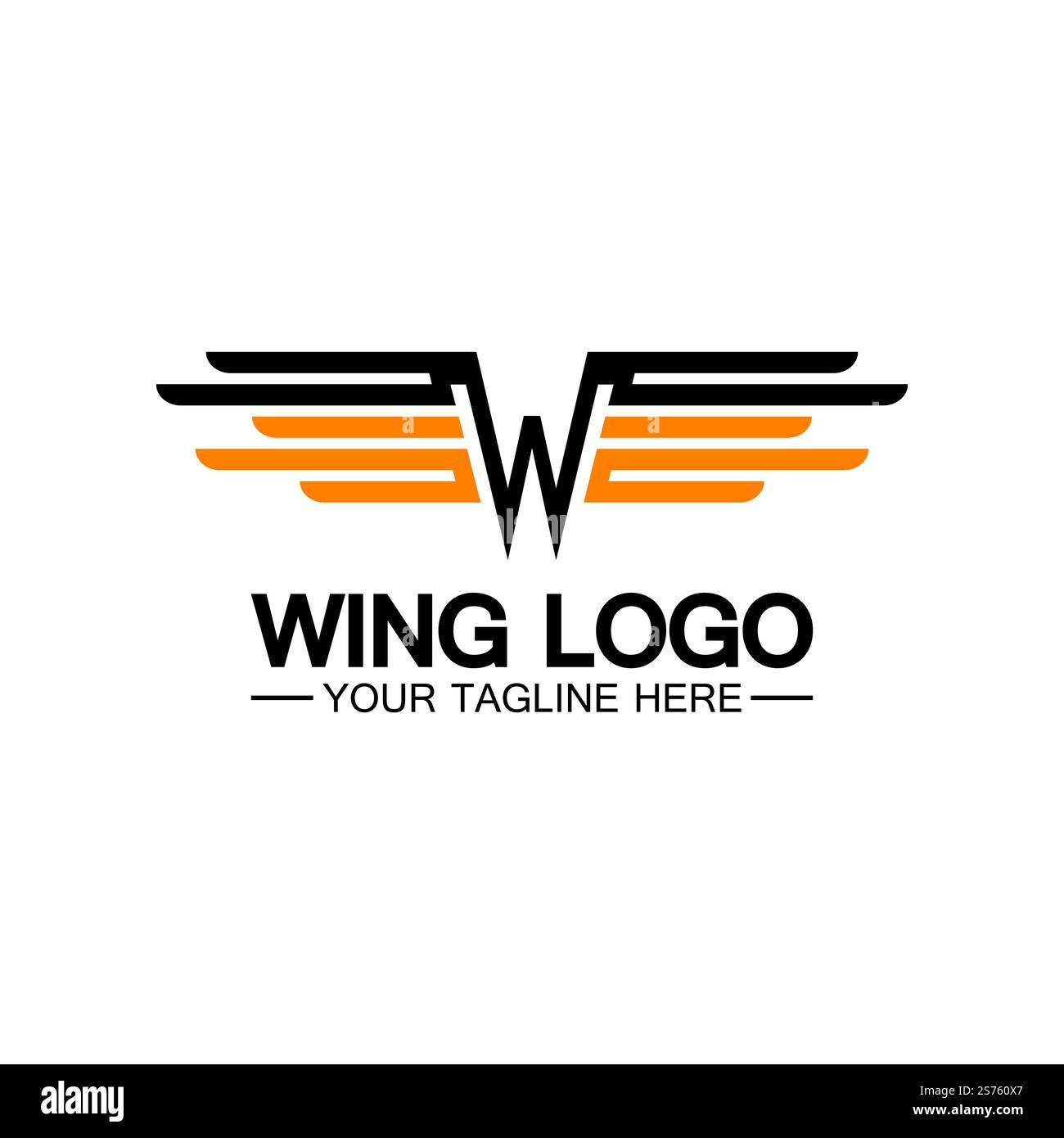 W letter for wings logo design, combination w letter and wings Stock Vector