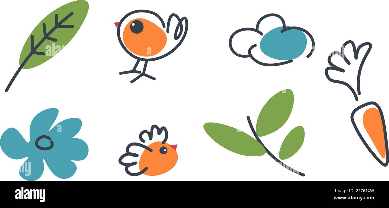 Nature revival icons, isolated spring or summer flower in blossom ...