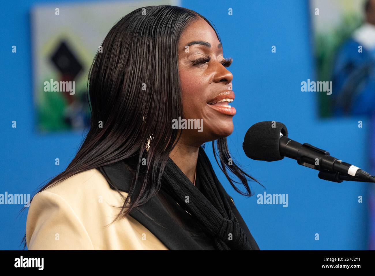 New York, USA. 18th Jan, 2025. Bronx Borough President Vanessa Gibson ...