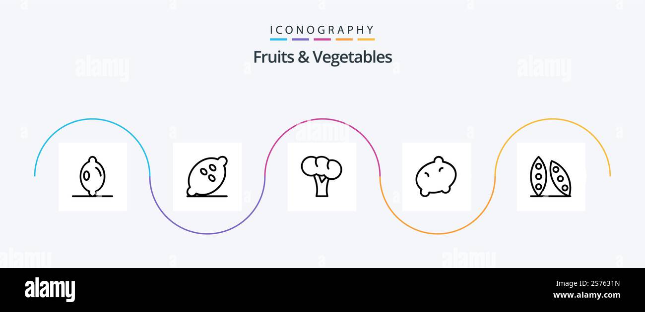 Fruits and Vegetables Line 5 Icon Pack Including food health. cooking ...