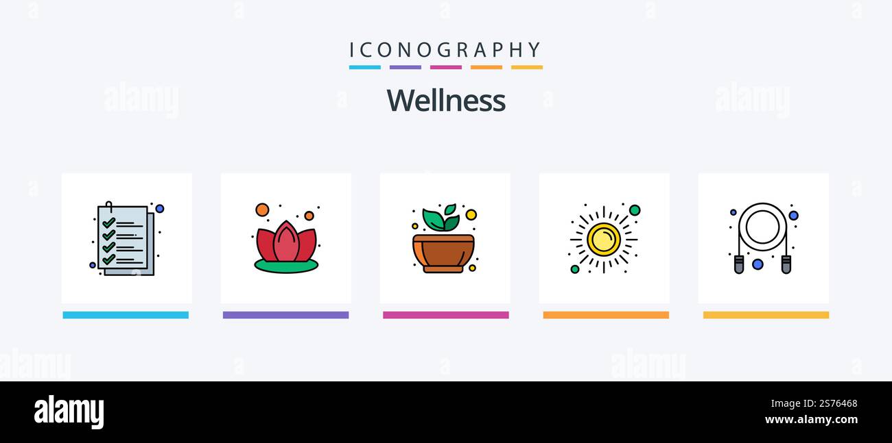 Wellness Line Filled 5 Icon Pack Including tea. cup. gym. smoking. no ...