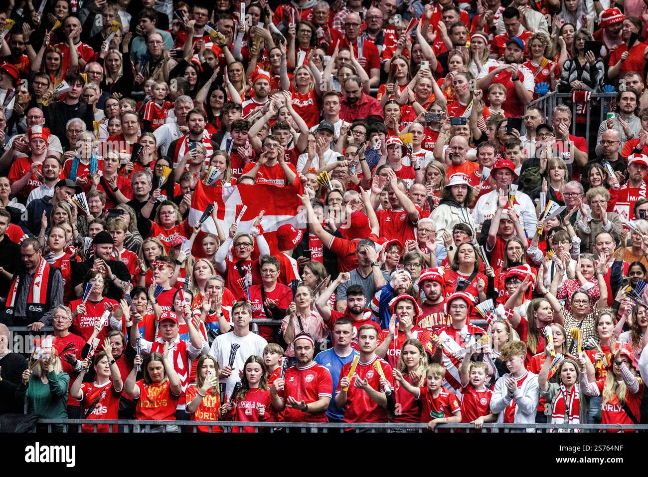 Herning, Denmark. 18th, January 2025. Handball fans of Denmark seen on