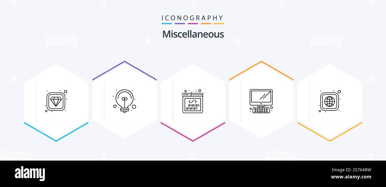 Miscellaneous 25 Line icon pack including globe. coding. pc. computer Stock Vector