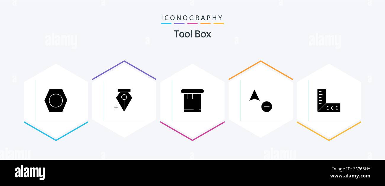 Tools 25 Glyph icon pack including . . tools. tools. geometry Stock Vector