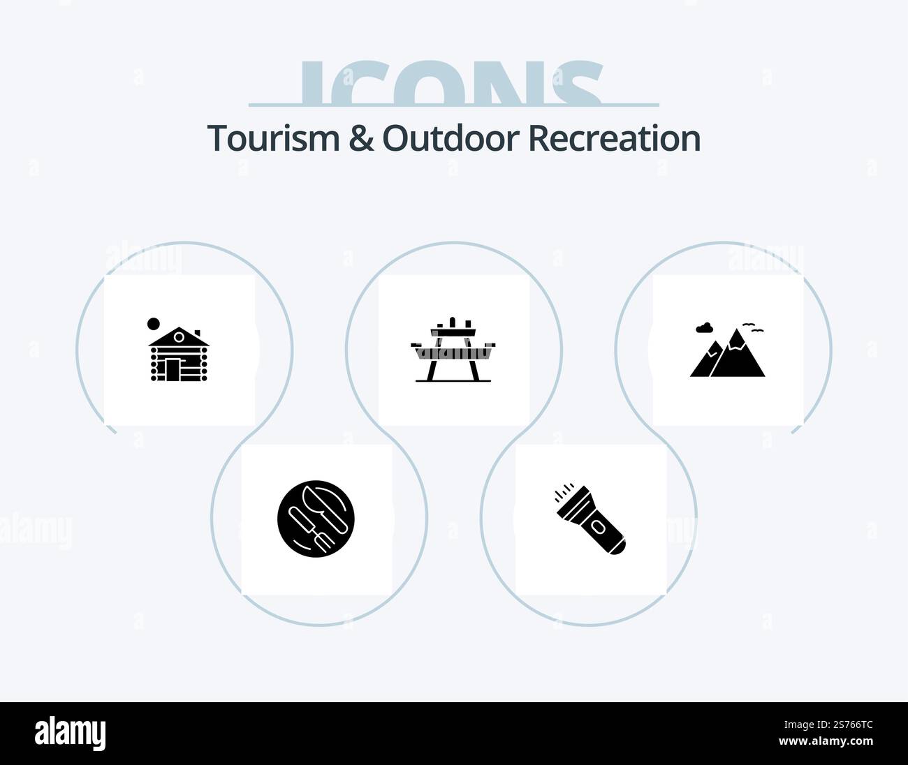 Tourism And Outdoor Recreation Glyph Icon Pack 5 Icon Design. mountains ...