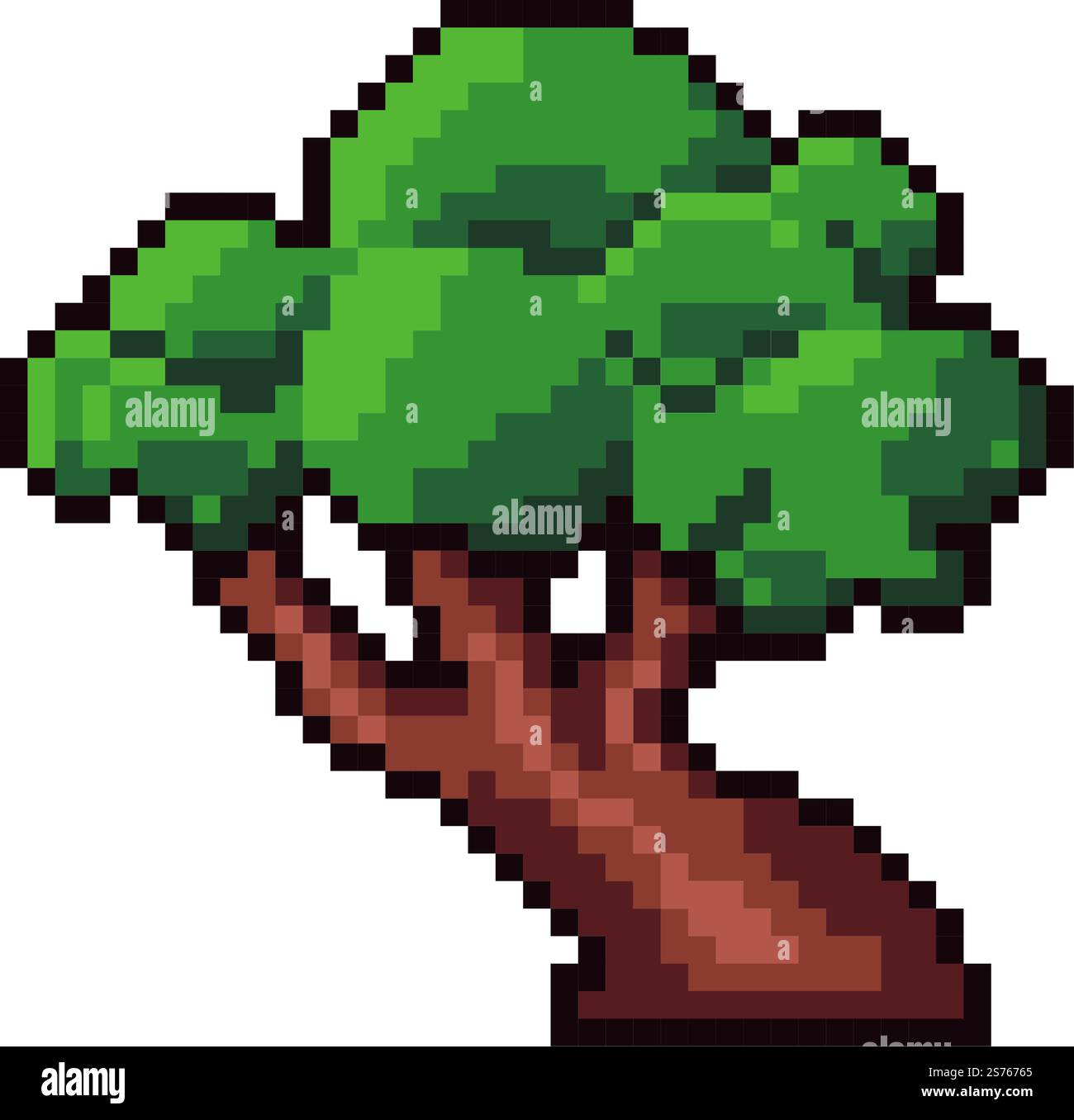 Setting for play, tree with green leaves and branches, twigs and ...