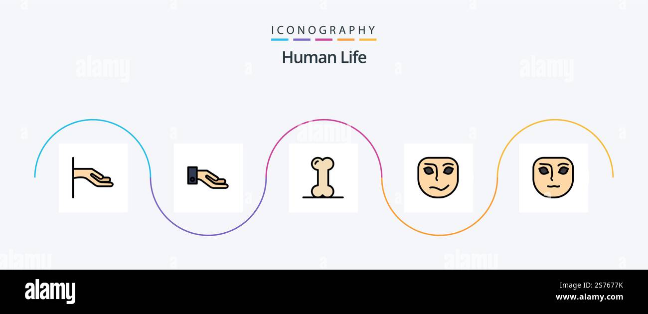 Human Line Filled Flat 5 Icon Pack Including . emotion. face Stock ...