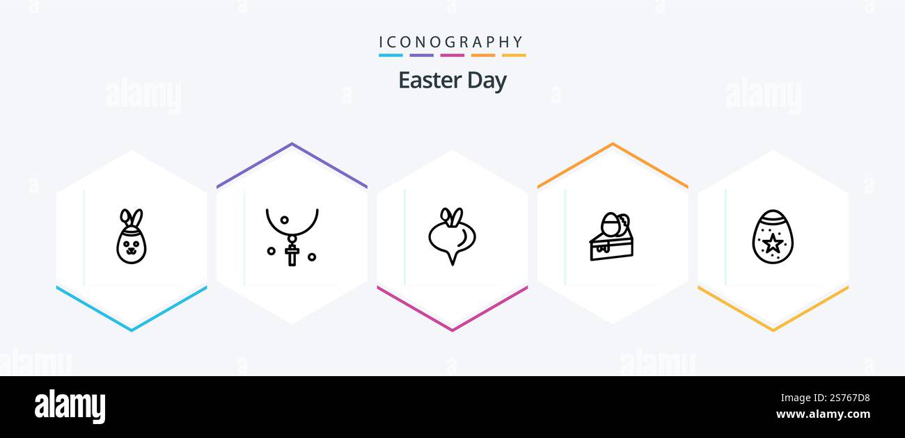 Easter 25 Line icon pack including easter. bird. food. egg. dessert Stock Vector