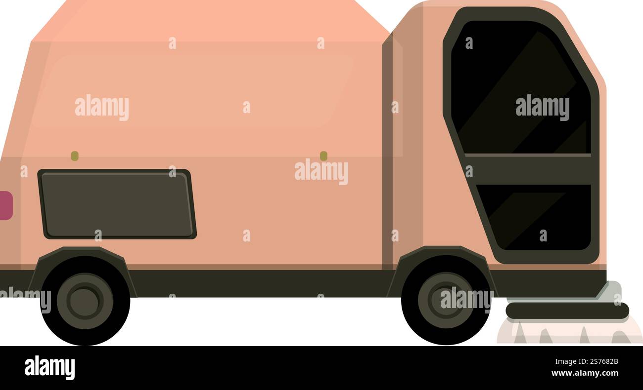 Side sweeper icon cartoon vector. Street truck. Cleaning machine. Side ...