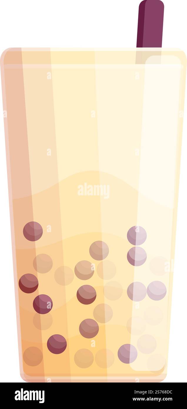 Milk bubble tea icon cartoon vector. Drink cup. Ice boba. Milk bubble ...