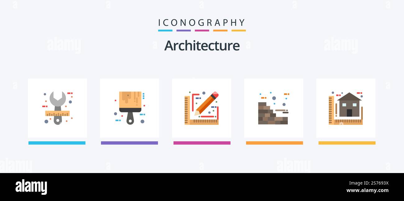 Architecture Flat 5 Icon Pack Including blueprint. wall. color ...