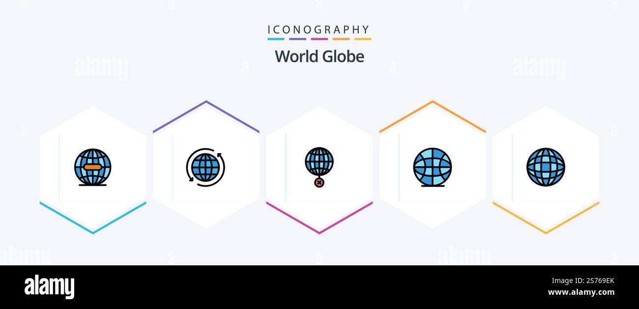 Globe 25 FilledLine icon pack including . internet. arrow. globe. internet Stock Vector