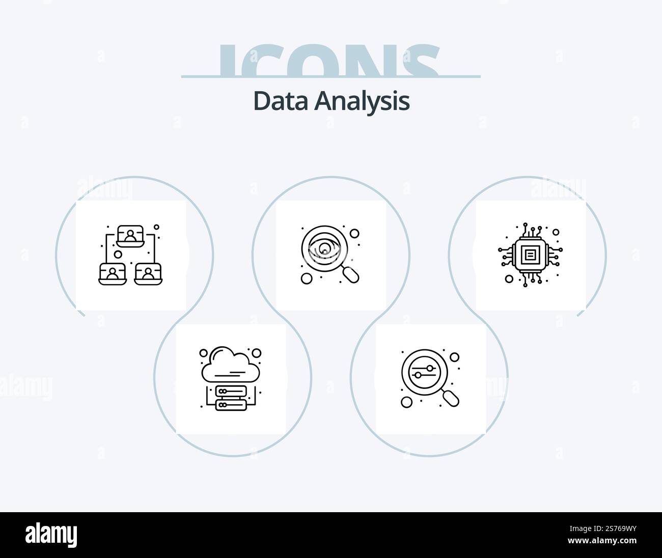 Data Analysis Line Icon Pack 5 Icon Design. flowchart. seo. indicator ...