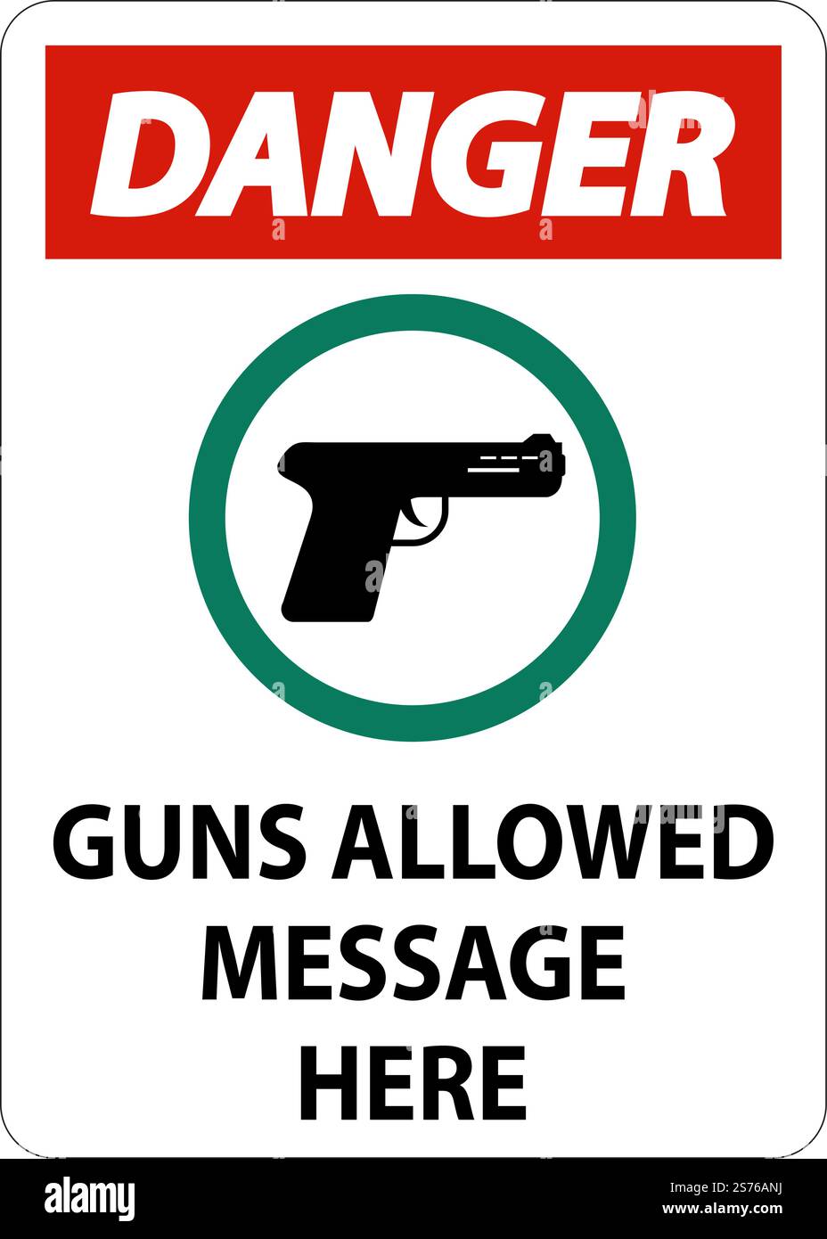 Danger Firearms Allowed Sign Guns Allowed Message Here Stock Vector