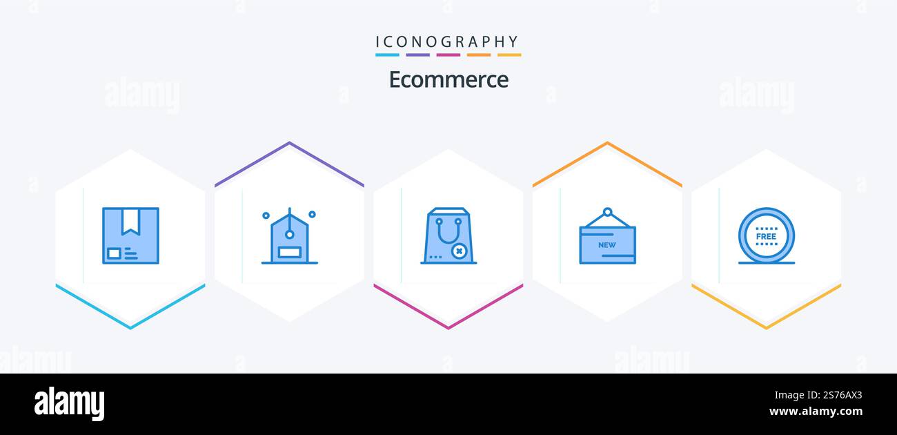 Ecommerce 25 Blue icon pack including new. ecommerce. discount. package. commerce Stock Vector