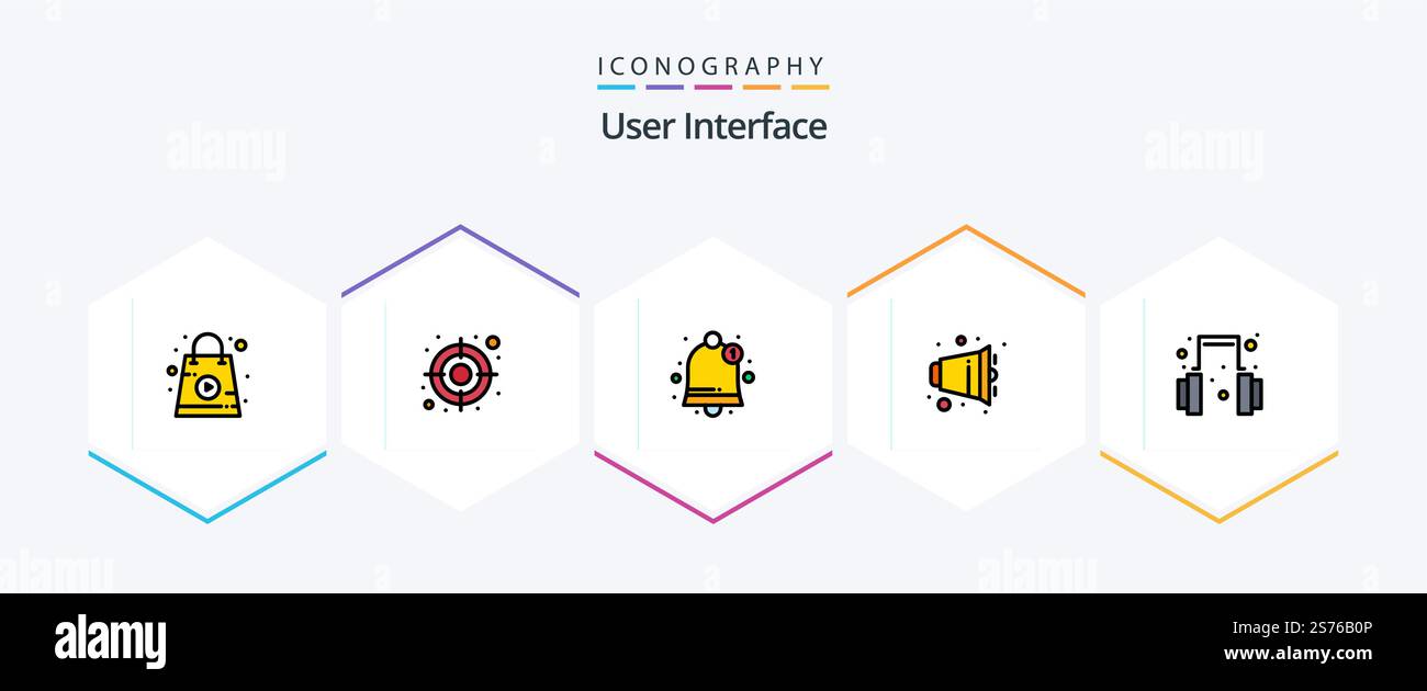 User Interface 25 FilledLine icon pack including . help. notification. headset. volume Stock Vector