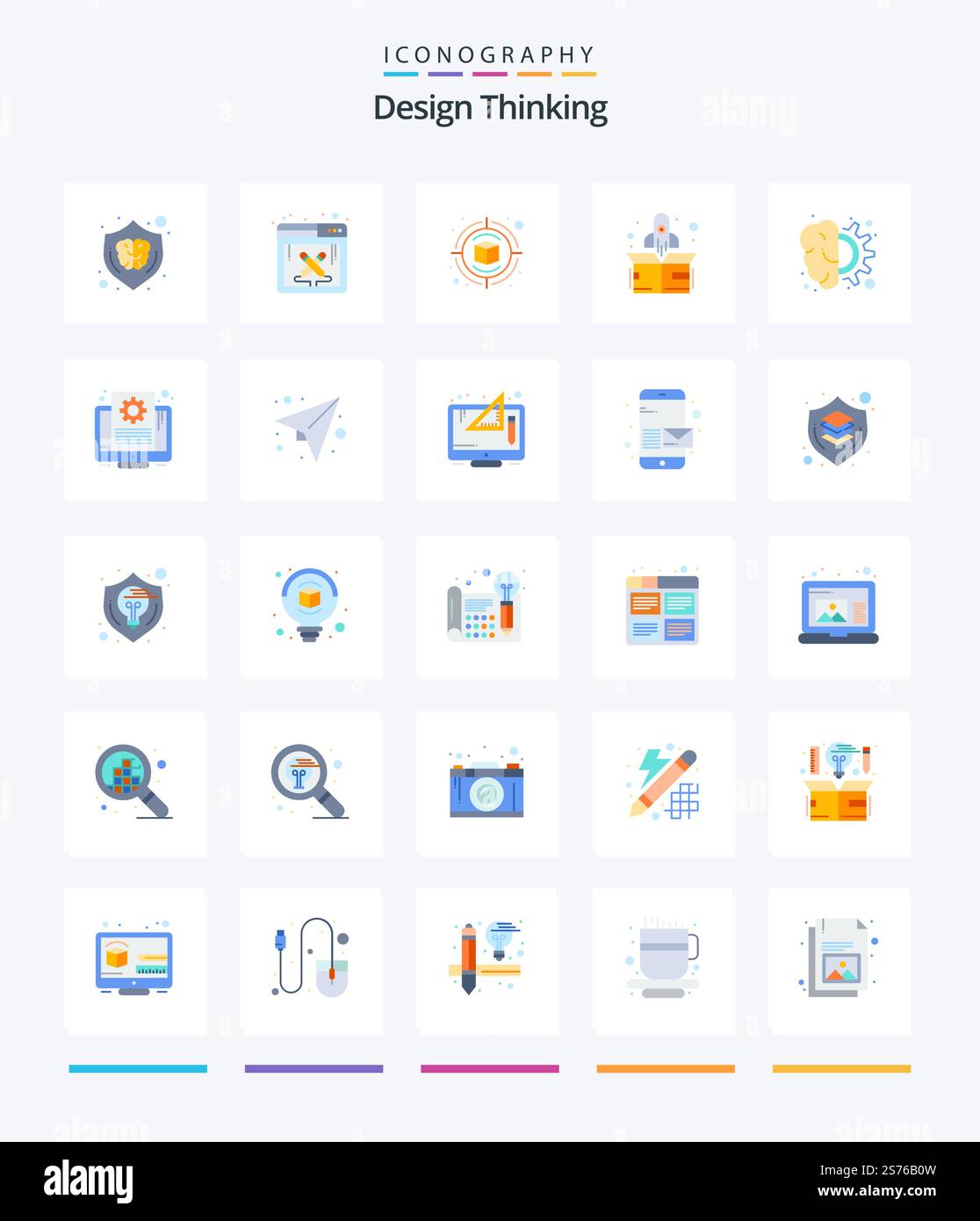 Creative Design Thinking 25 Flat icon pack Such As design. up. work ...