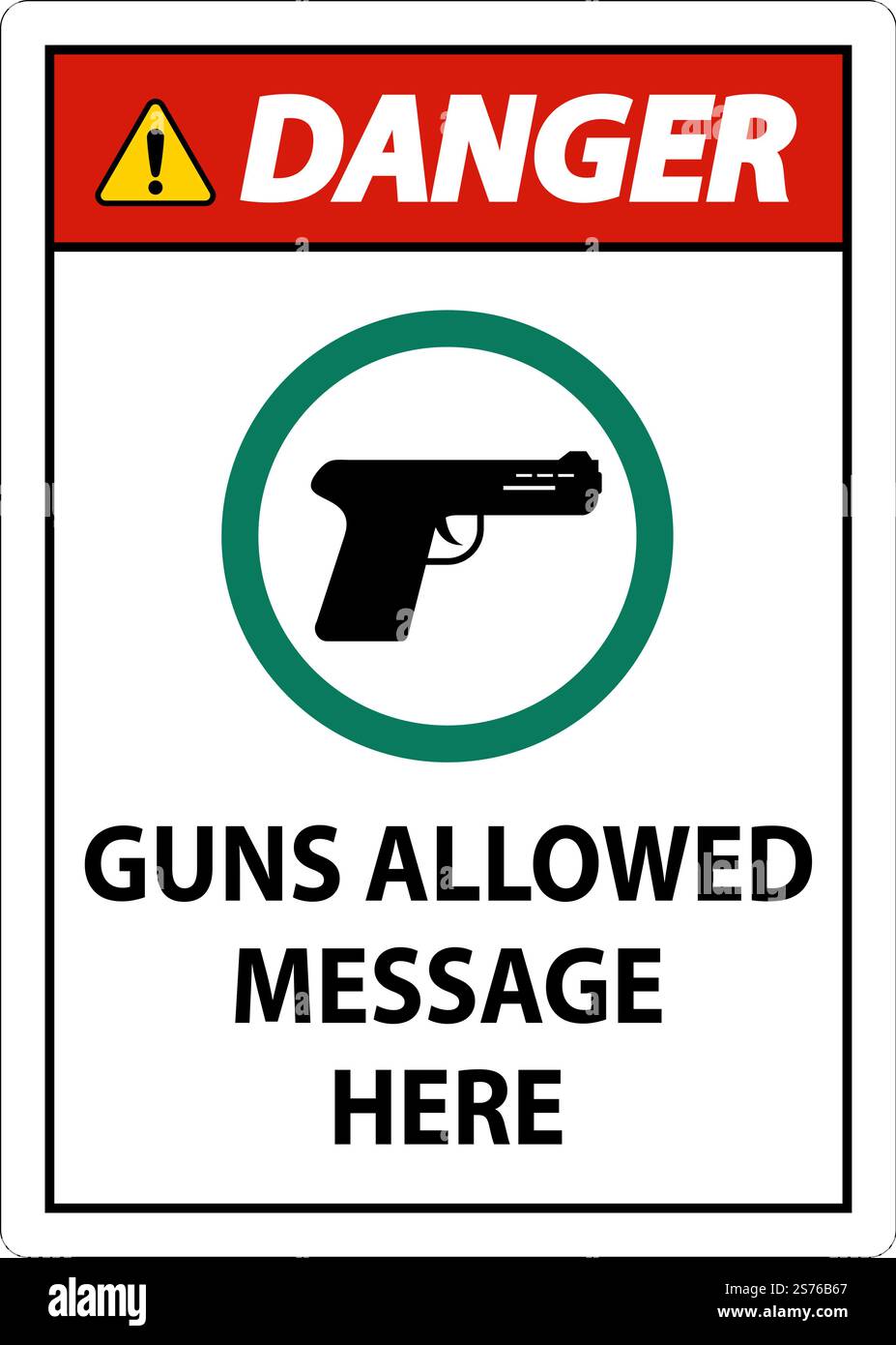 Danger Firearms Allowed Sign Guns Allowed Message Here Stock Vector