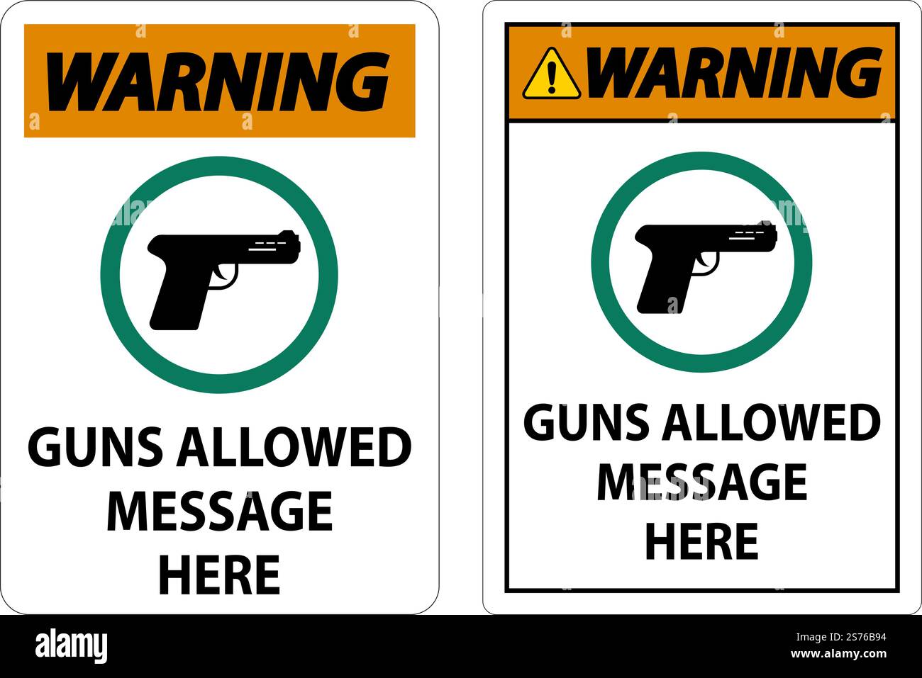 Warning Firearms Allowed Sign Guns Allowed Message Here Stock Vector