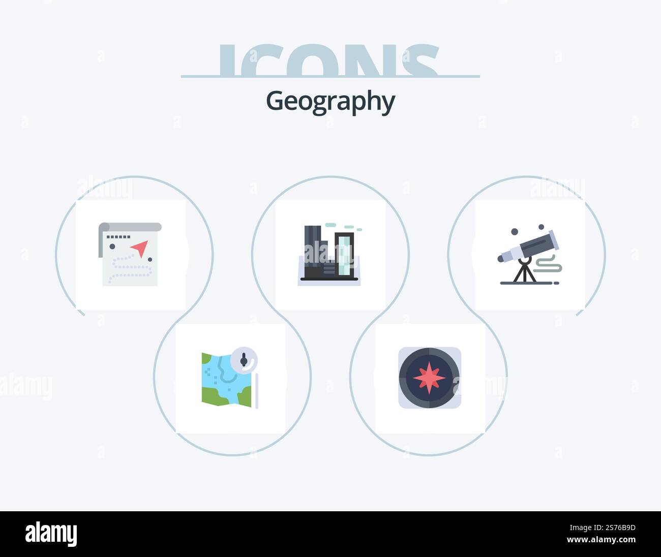 Geo Graphy Flat Icon Pack 5 Icon Design. polution. factory. navigation ...
