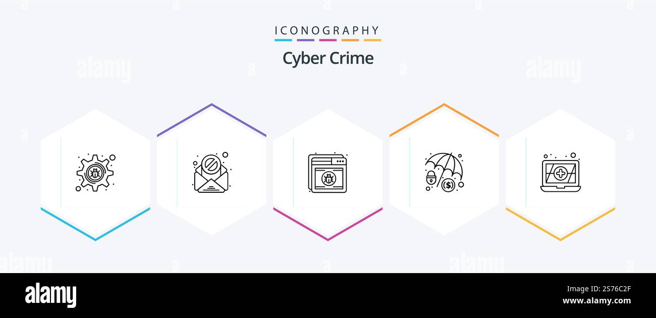 Cyber Crime 25 Line icon pack including . protection. hacker. cyber ...
