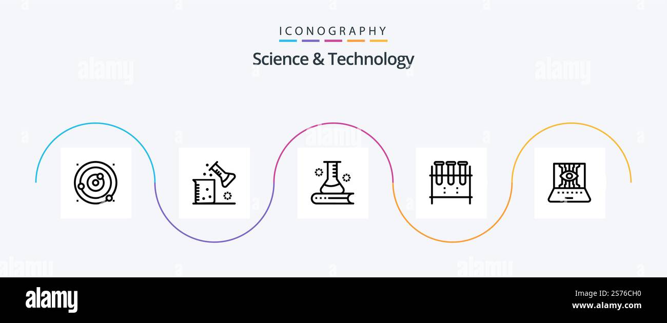 Science And Technology Line 5 Icon Pack Including lab flask. chemical ...