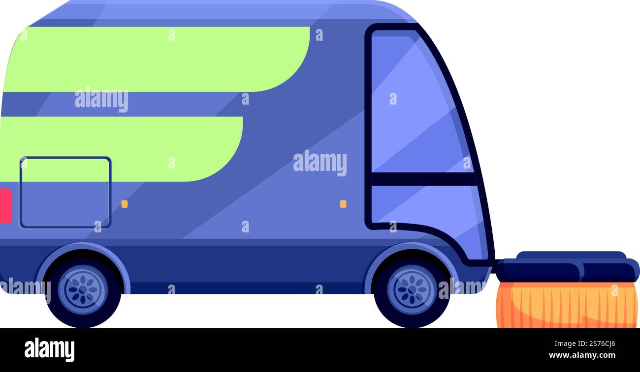 New sweeper icon cartoon vector. Street road. Clean side. New sweeper ...